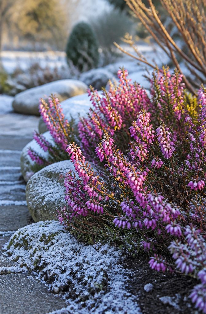 20 Winter Plants for Cold Weather Gardens 20 Winter heath with clusters of pink and purple blooms in winter.